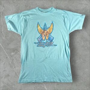 Vintage ANGEL T-shirt Mens Small Aqua 1987 Band Tee Rock Concert Glam Metal Rare